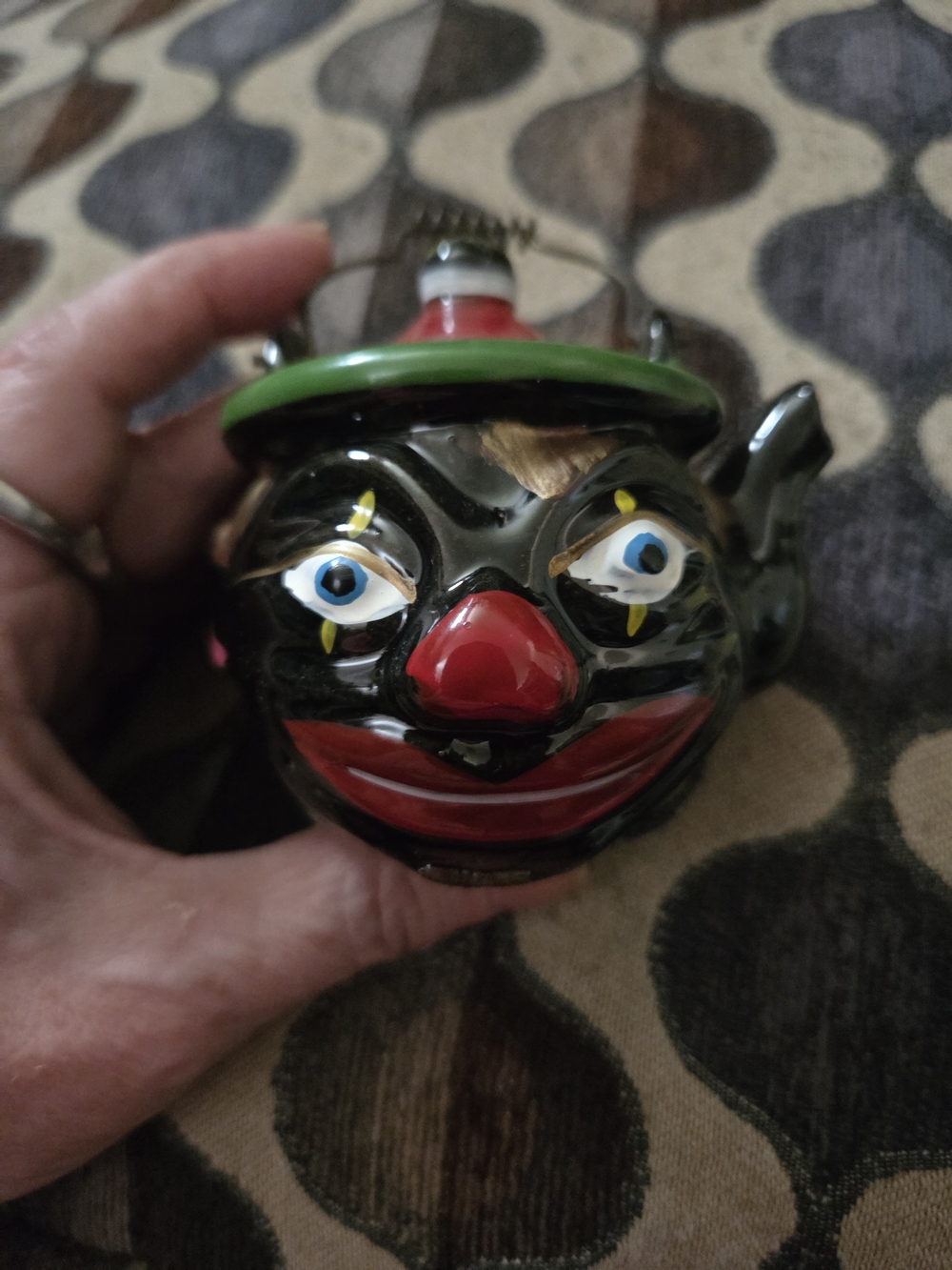 Vtg THAMES REDWARE Clown Face Teapot Japan 1950s - Only One